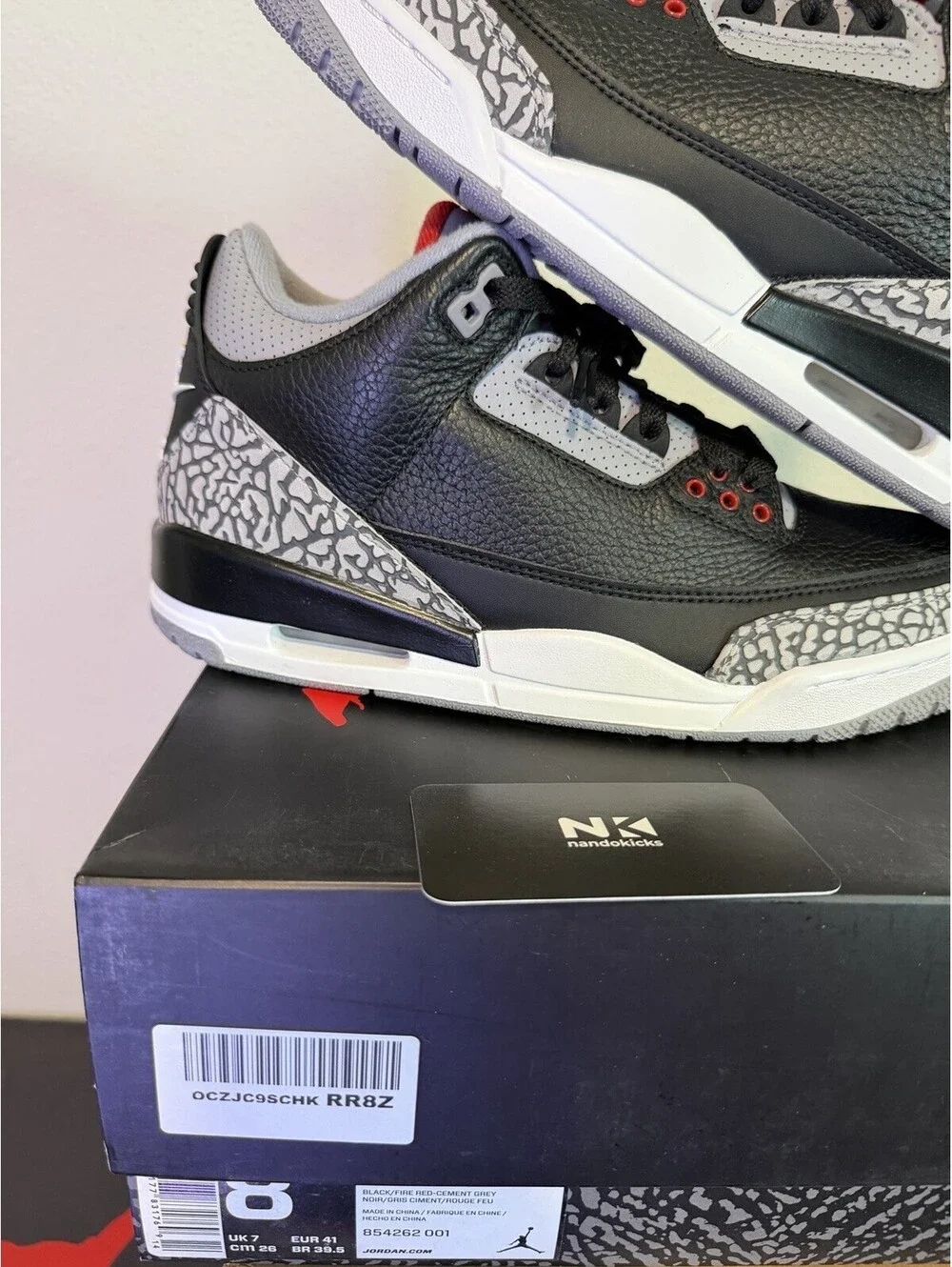 Air Jordan 3 Retro OG Black Cement 2018 Size 8 Brand New 854262-001